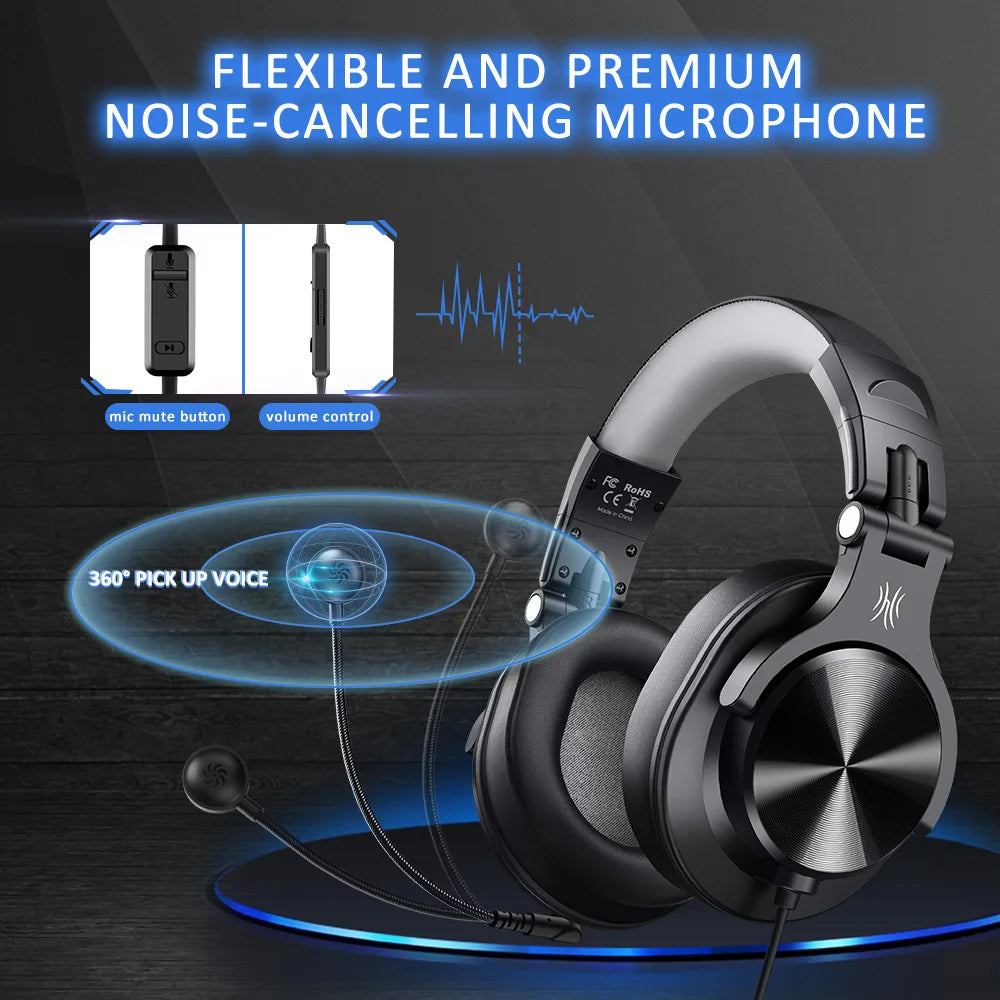 A71D Wired Gaming Headset Gamer Over Ear Hi-Res Audio Headphones With Detachable Microphone For PC Computer PS4 PS5 Xbox