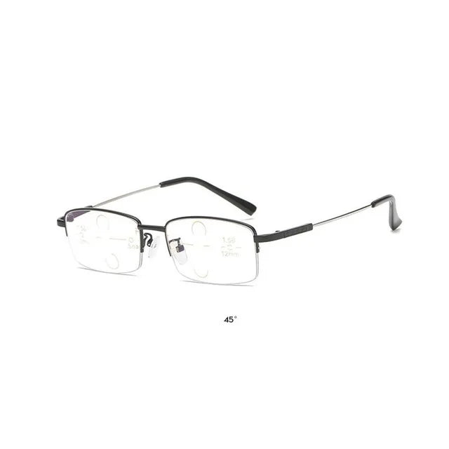 Progressive Reading Glasses with Titanium Alloy Half Frame