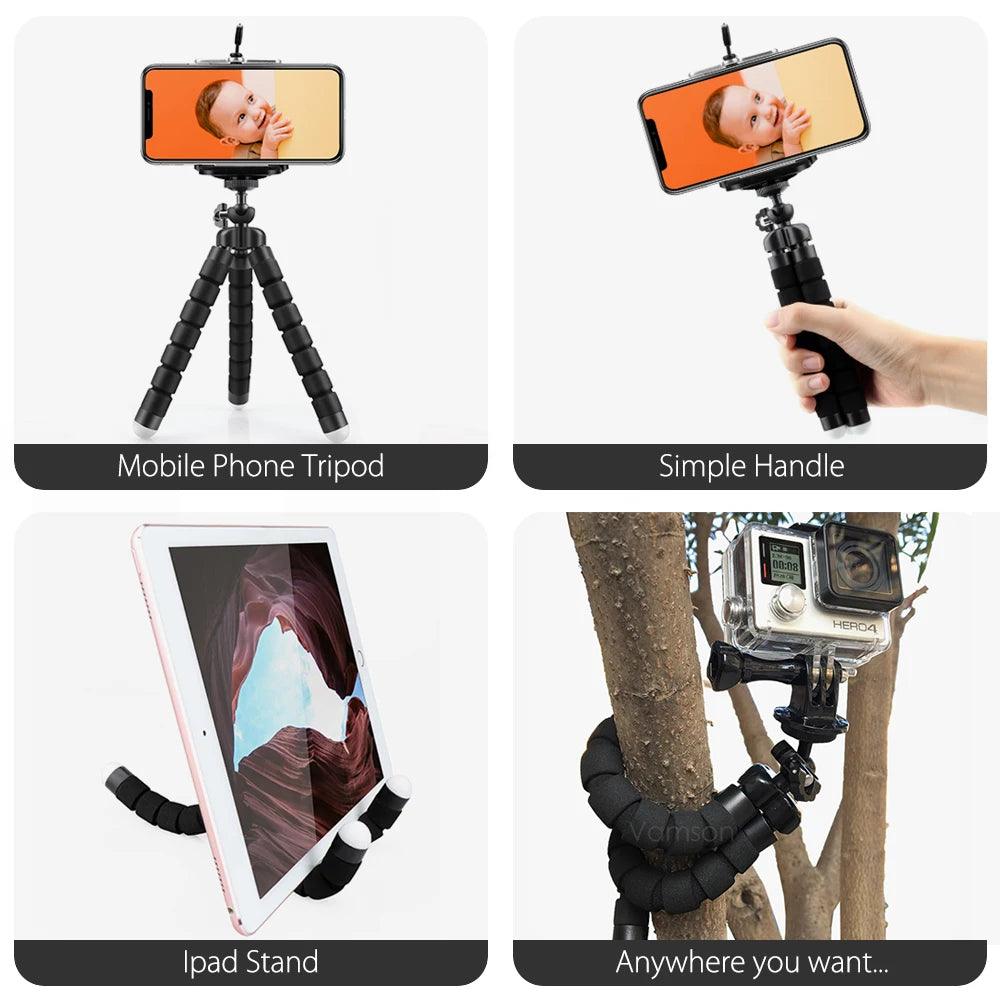 Flexible Mini Tripod smartphone Tripod Mobile Phone Holder clip stand for GoPro Hero 11 10 9 8 7 6 5 4 for yi 4k for DJI