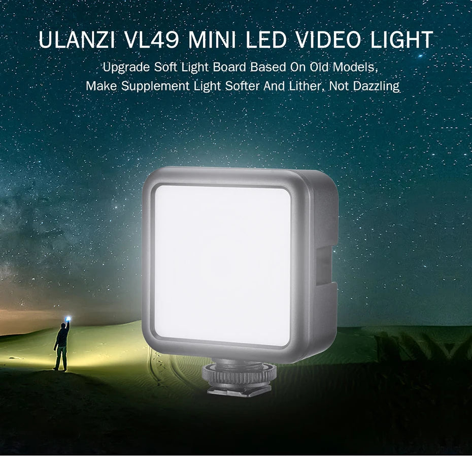Mini Vlog LED Fill Light 6W 5500K Rechargeable 2000mAh Dimmable Phone Video Lighting