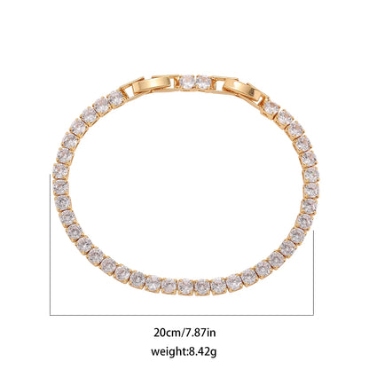 AAA Cubic Zirconia Stone Tennis Bracelets Gold Color Stainless Steel Metal Chain Bracelet