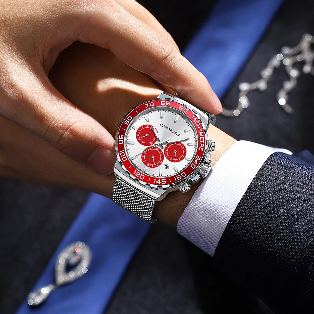 Men Watch Quartz New Japanese Chronograph Top Brand Waterproof Stainless Wristwatches with date Relogio Masculino