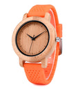 Watches Top Brand Luxury Quartz Leather Silicone Strap Bamboo Wristwatch
