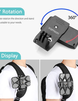 for iPhone 13 Xiaomi 360 Degree Rotary Backpack Clip Mount for Samsung Huawei for GoPro 11 10 9 8 7 Yi 4K DJI Insta360