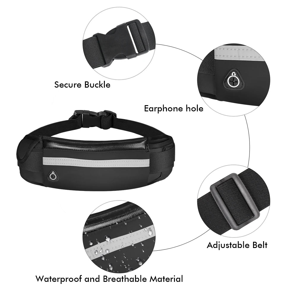 Sports Waist Pack Men Belt Pouch Women Running Belt Waist Bag Men Waterproof Fanny Pack Wallet Portable Phone Holder Gym