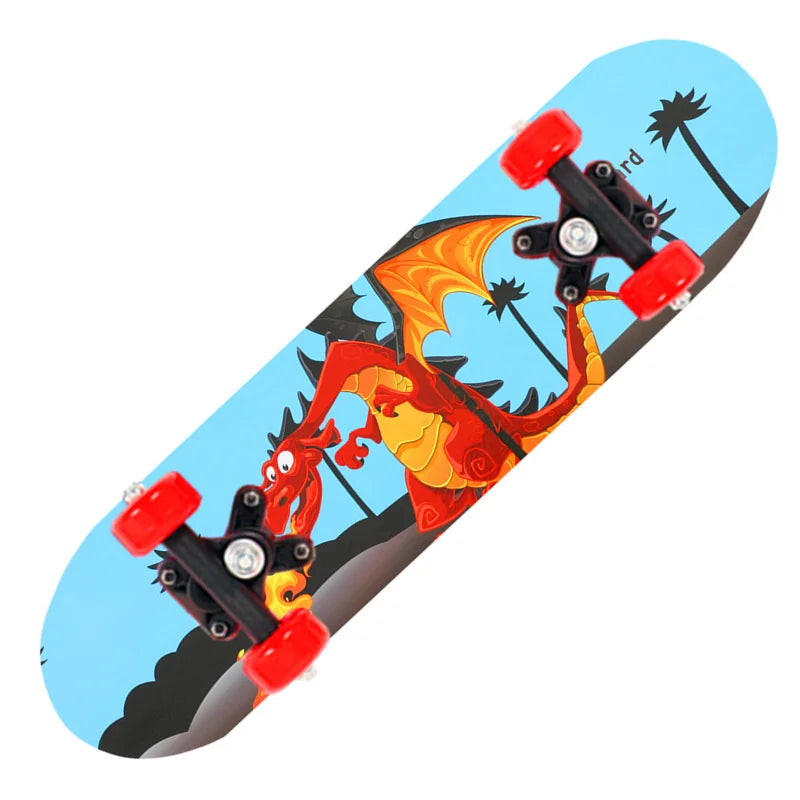 60CM Skateboard Beginner Cartoon Skateboard Maple Wood Deck Skate Board Outdoor Long Board Double Rocker Skateboard
