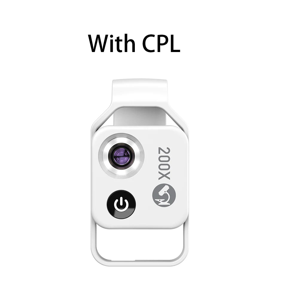 200X Smartphone Microscope Lens with LED Light Universal Clip