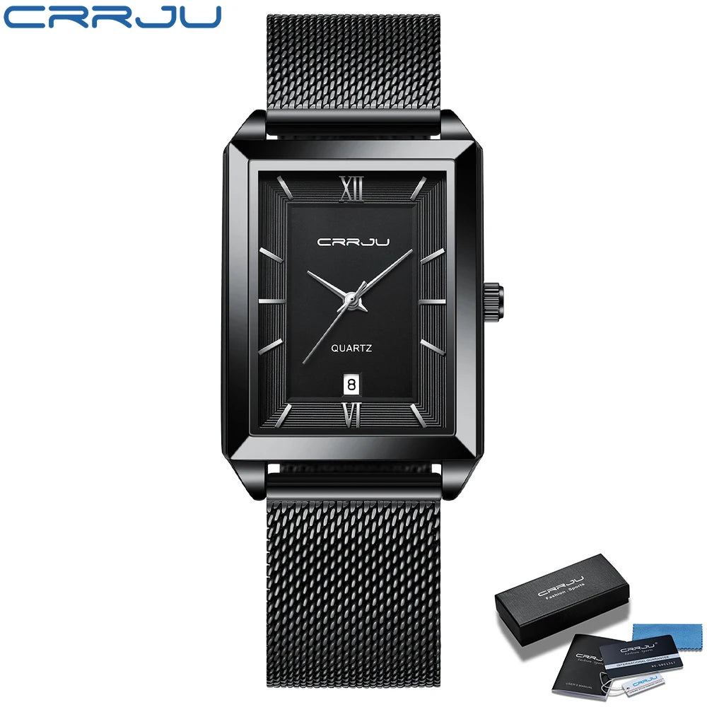 Watch Men Top Brand Luxury Square Golden Quartz Stainless Steel Waterproof Wrist Watch Relogio Masculino