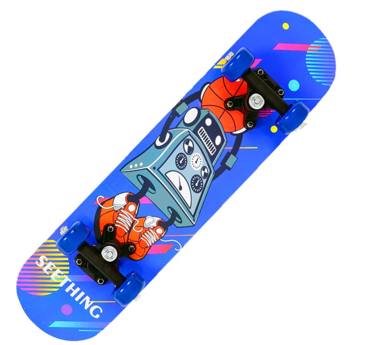 60CM Skateboard Beginner Cartoon Skateboard Maple Wood Deck Skate Board Outdoor Long Board Double Rocker Skateboard