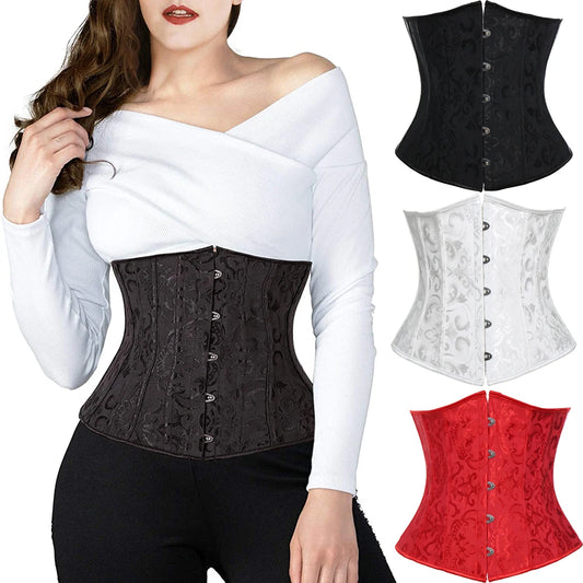 Waist Trainer Gothic Underbust Corset and Waist Cincher Steampunk Bustiers Top Workout Body Shaper Lingerie Slimming Belt