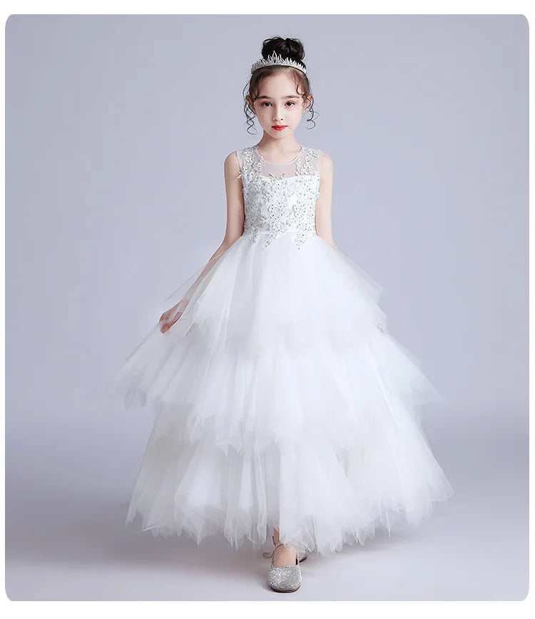 Summer New Girls Party Dresses for Evening Long Puffy Princess Dress Big Child Wedding Dress