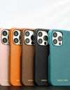 for Magsafe Case for iPhone 13 Pro Max 13 Mini 13Pro Natural Cowhide Lychee Leather Magnetic Luxury Metal Frame Phone Back Cover