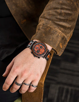Fashion Classic Watches Wooden Red Sandalwood Quartz Wristwatch Male Chronograph Waterproof Auto Date