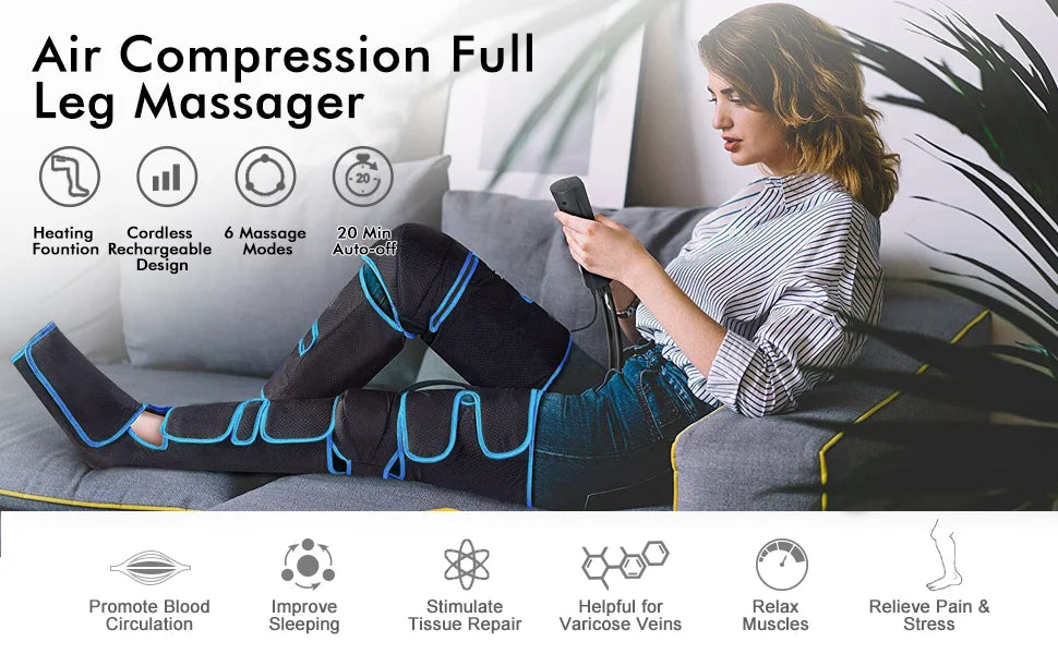 USB Foot air pressure leg massager promotes blood circulation, body massager, muscle relaxation, lymphatic drainage device 360°