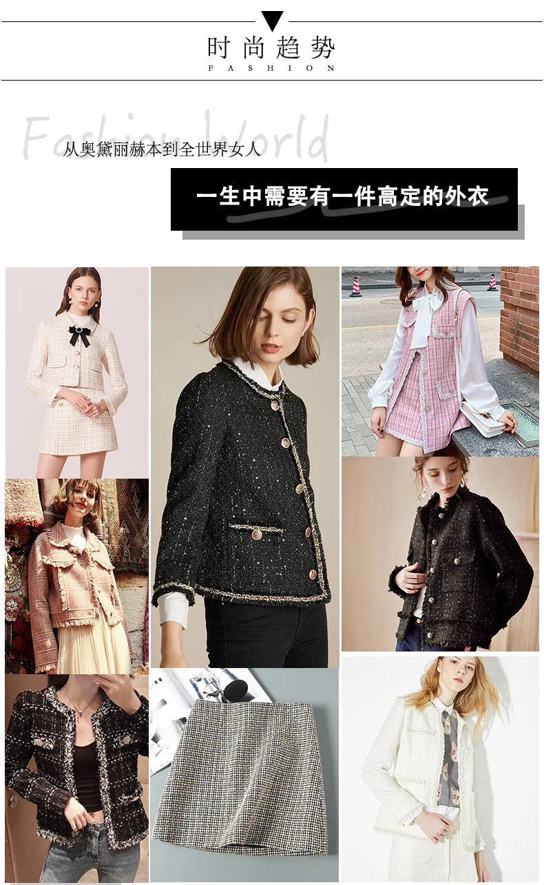 0.5M/1M/2M/3M High Quality fiber plaid woven tweed fabric for garment DIY coat clothing sewing quilting Cloth by the meter