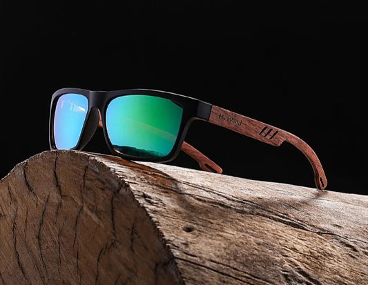 Zebra Wood Sunglasses Sport Color Gradient Square