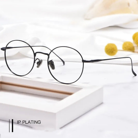 Super Light Fashion Pure Titanium Eyeglasses Frame Men And Women Round Retro Optical Prescription Glasses Frame 3216
