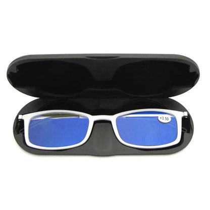 Thin Blue Light Blocking Reading Glasses Eyeglasses Men Women Portable Glasses Farsightedness With Phone Case +3.5+4