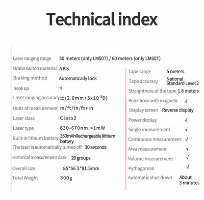 2 in 1 Laser Rangefinder 5m Tape Measure Ruler LCD Display with Backlight Distance Meter Building Measurement Device