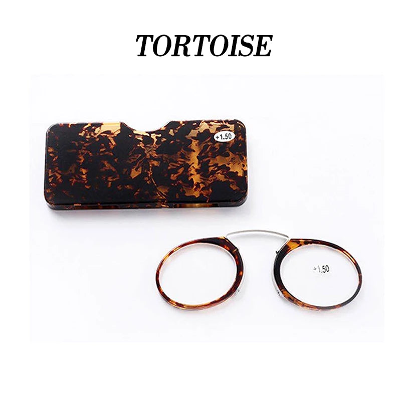 Portable Nose Clip Reading Glasses with Compact Case for Men and Women
