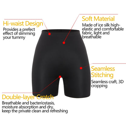 Women Safety Slip Shorts Under Skirt Anti Chafing Boxer High Waist Boy shorts Anti-emptied Panties