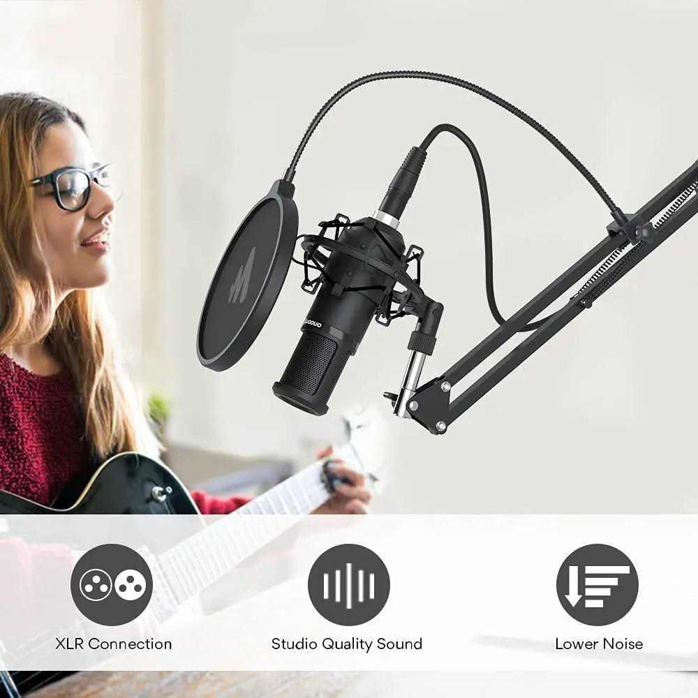 XLR Condenser Microphone Kit Professional Cardioid Vocal Studio Recording Mic for Streaming Voice Over Home-Studio.PM320S