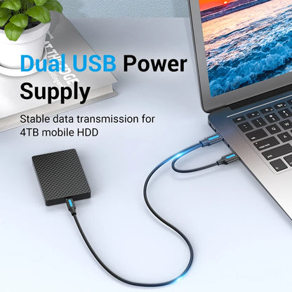 Type C Dual USB with Power Supply 3A Fast Charging Data Cable for Samsung Note 3 S5 Hard Disk Xiaomi Micro USB 3.0 Cable