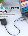 Type C Dual USB with Power Supply 3A Fast Charging Data Cable for Samsung Note 3 S5 Hard Disk Xiaomi Micro USB 3.0 Cable