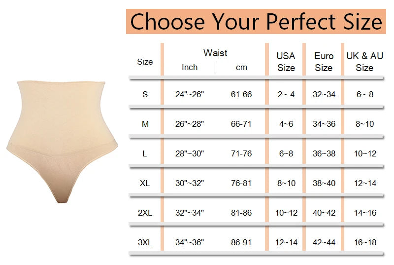 Women Thong Panty Shaper High Waist Tummy Control Panties Slimming Underwear Waist Trainer Shaping Briefs Butt Lifter Shapewear