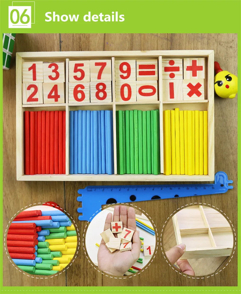 Learning math Wooden Educational Toys Digital Stick Montessori Teaching Aid Mathematics Enlightenment Knowledge