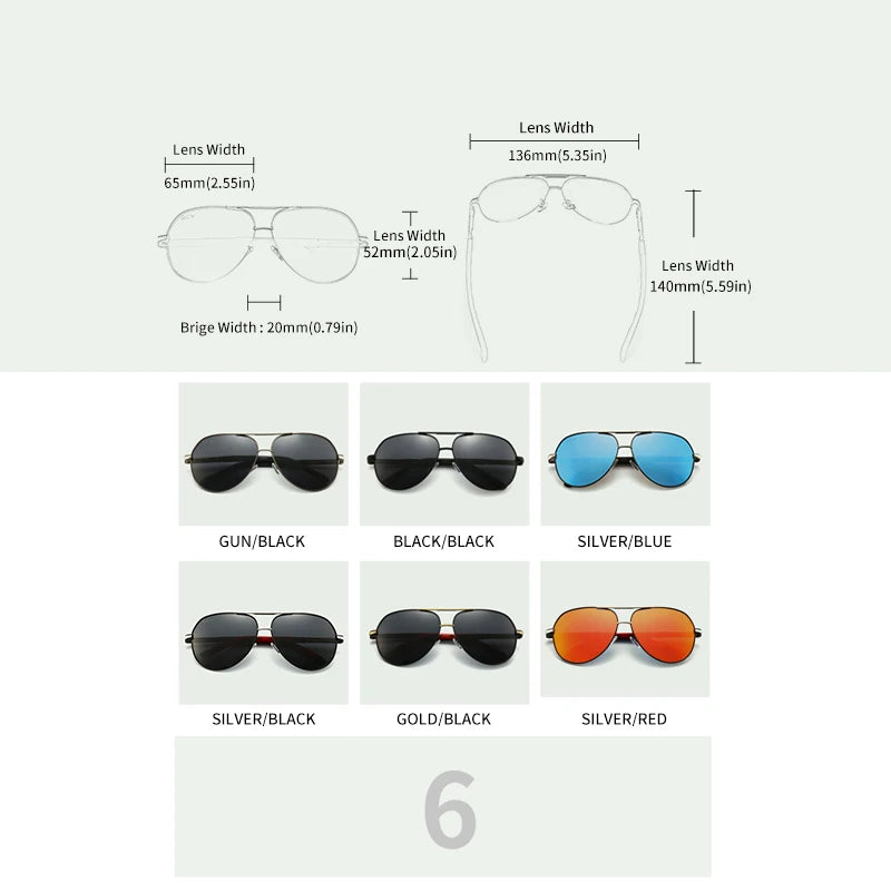 Vintage Aluminum Polarized Sunglasses Classic Brand Sun glasses Coating Lens Driving Eyewear