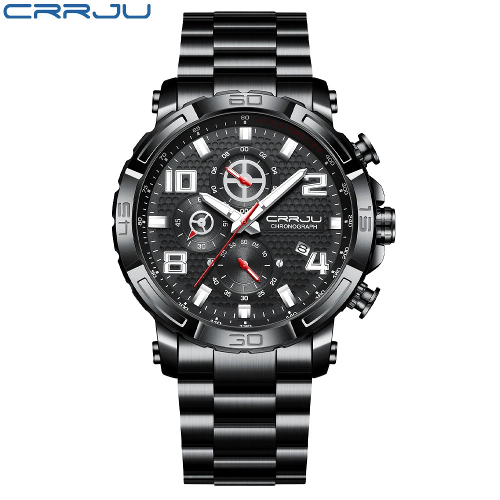 Men Watches Big Dial Waterproof Stainless Steel with Luminous handsDate Sport Chronograph Watches Relogio Masculino
