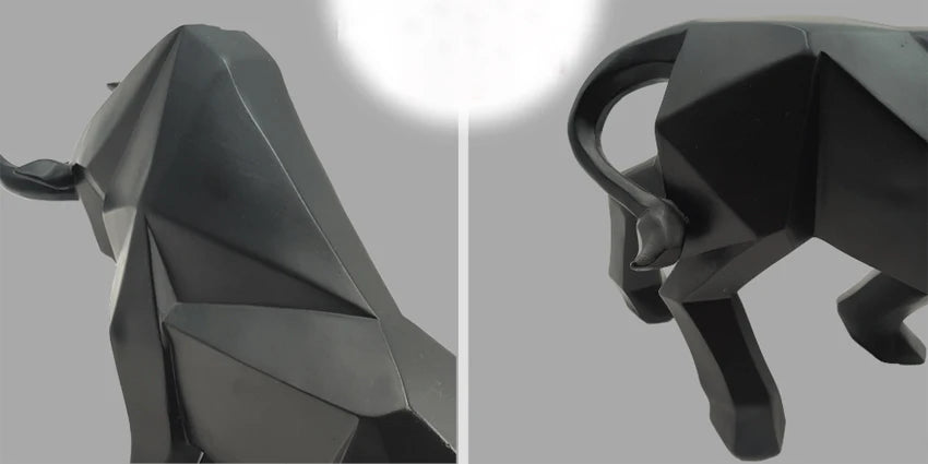 Geometric Resin Bull Statue Bison Sculpture Decoration Abstract Animal Figurine Room Desk Home Decoration Gift