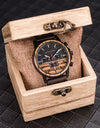 Wood Quartz Stop Watch Timer Luxury Chronograph Wristwatch Auto Date
