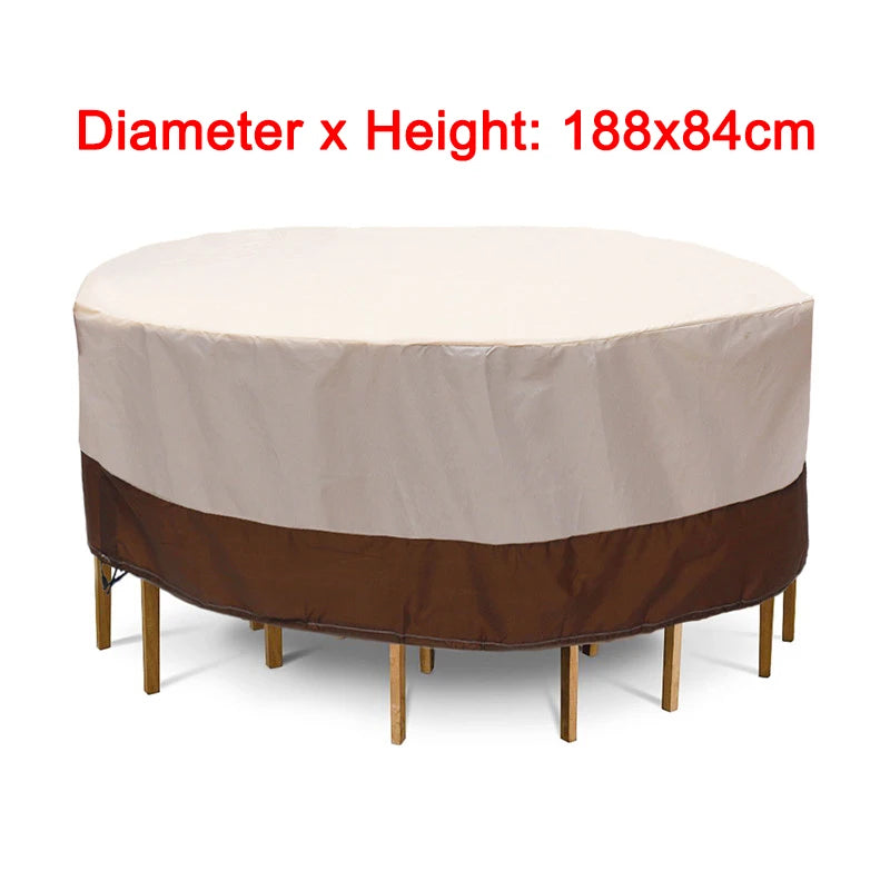 Waterproof Round Table Cover 210D Oxford Outdoor Patio Furniture Dustproof Rain Snow Protector
