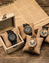 Wooden Watch in Quartz Stop Wristwatches Chronograph Waterproof Luminous Hands