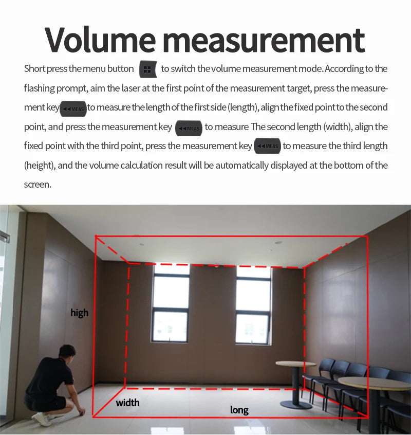 2 in 1 Laser Rangefinder 5m Tape Measure Ruler LCD Display with Backlight Distance Meter Building Measurement Device