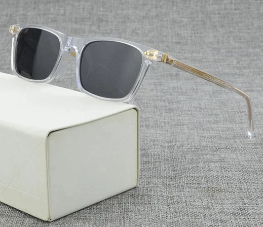 square polarized Vintage sunglasses Acetate Retro Transparent sun glasses