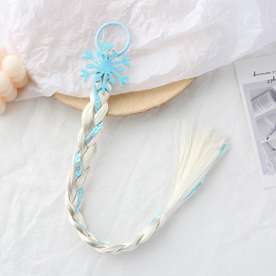 Princess Braid Elsa Headband Hairpiece Cosplay Braided Wigs for Elsa Dress Up Set for  Girls Party Wedding Birthday