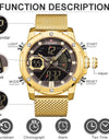 Quartz Watch Waterproof Big Sport Wristwatches Stainless Steel Date