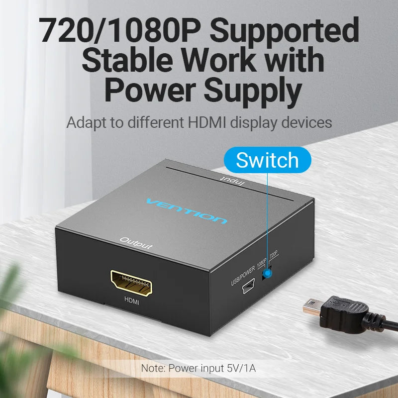 AV to HDMI Converter HDMI to RCA Video Adapter with Mini USB Power Cable for TV Box Projector  HDMI to AV
