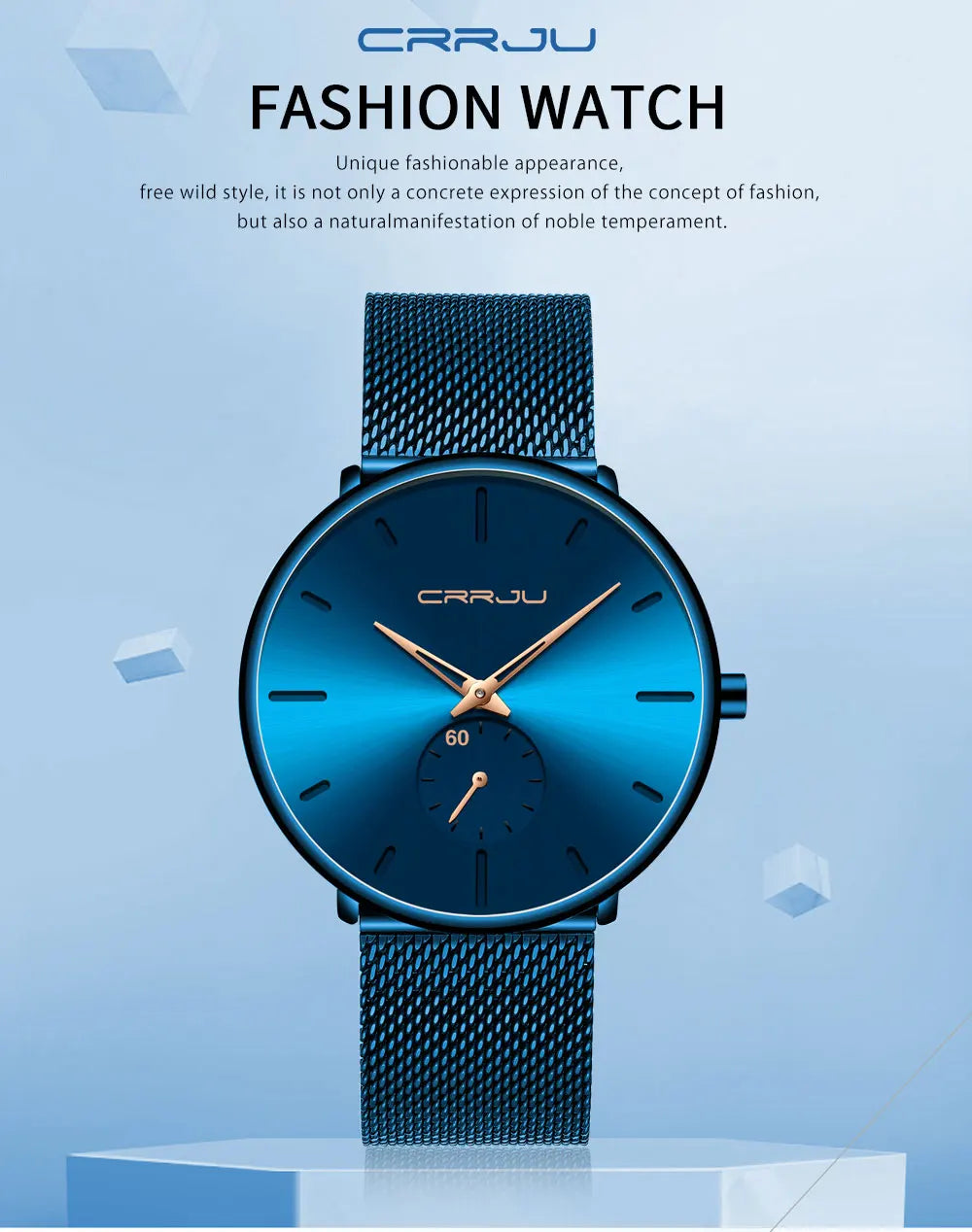 Fashion Blue Men Watch Top Luxury Brand Minimalist Ultra-thin Quartz Watch Casual Waterproof Clock Relogio Masculino