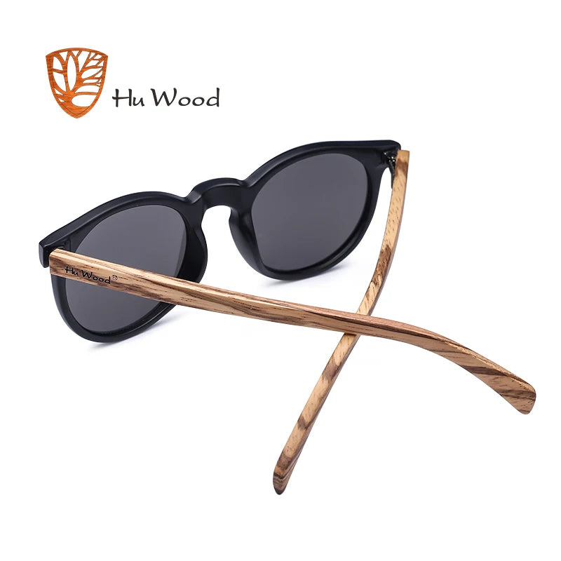 Polarized Sunglasses Wood Earpieces Fashion Round Sun Glasses Mirror Lens UV400