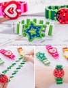 Kids Girl Colorful Wood Bracelets Children Elastic Watch Wristbands Child Toy Bracelet