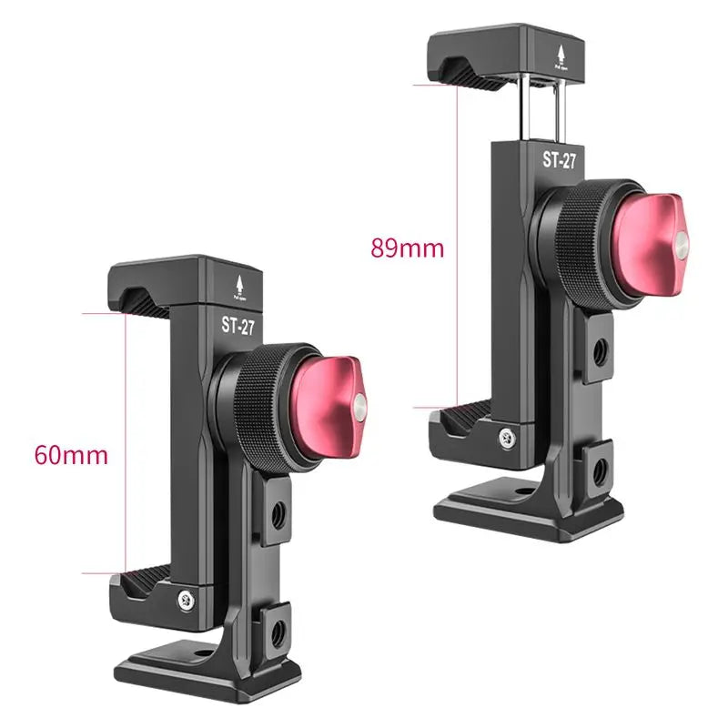 Metal Vertical Shooting Phone Mount Holder Clip with Cold Shoe for Rode Wireless Go Microphone Video Light Vlog