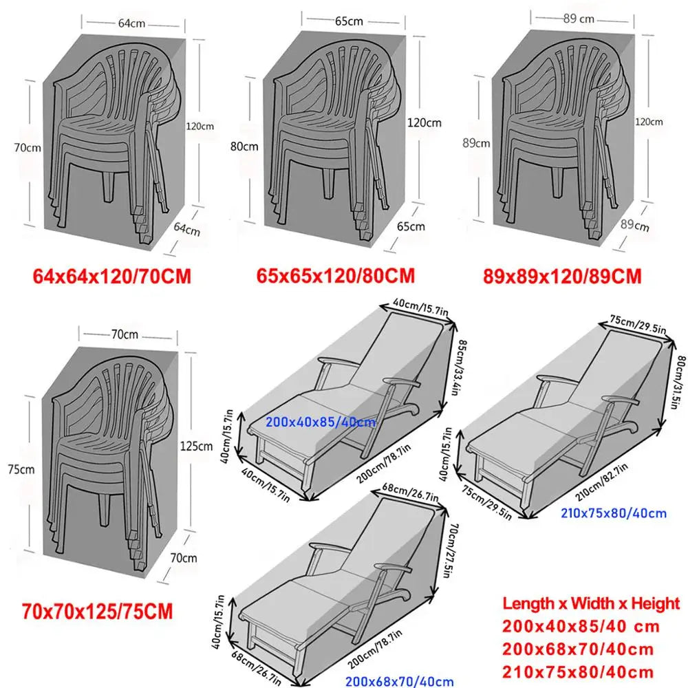 Waterproof Outdoor Chair Cover 210D Polyester Garden Patio Sofa Recliner Dustproof Rain Protection Cover
