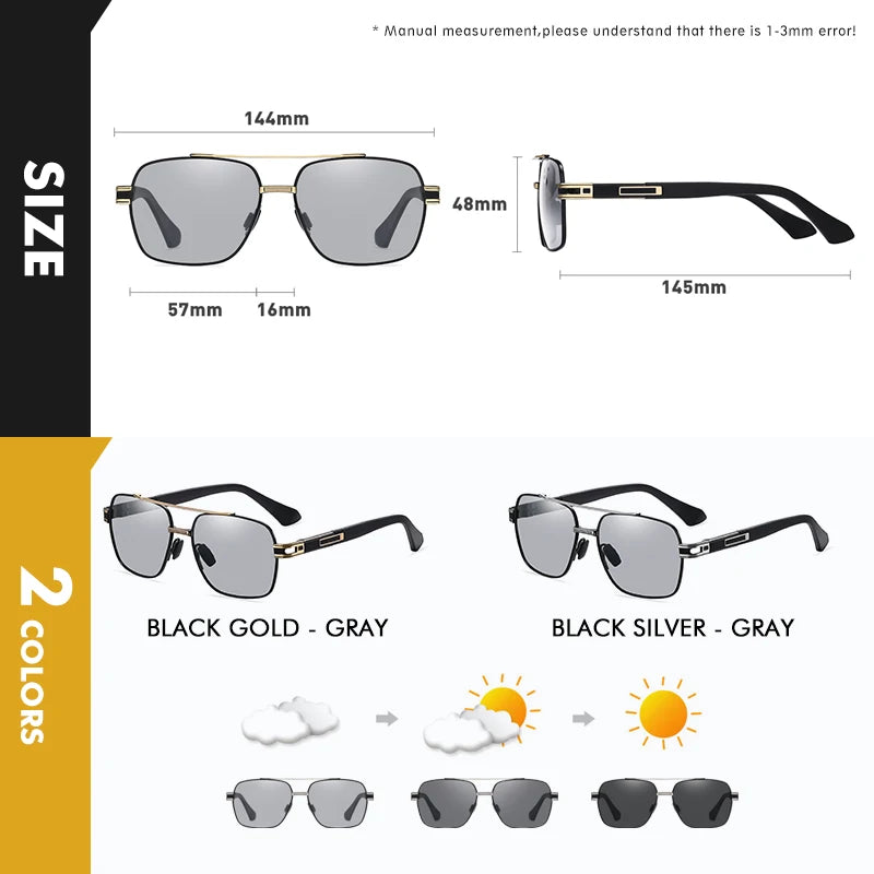 UV400 Polarized Photochromic Driving Sunglasses for Men and Women