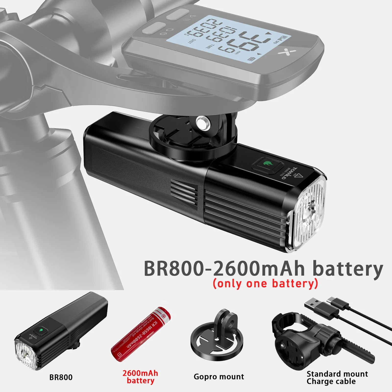 BR800 Bike Light with Tail Light USB Rechargeable LED MTB Front Lamp Headlight Aluminum Flashlight Bicycle Light