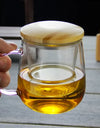 Creative Glass Tea Infuser Cup With Filter Transparent Flower Teacup  Handle Bamboo Lid Heat-resistant Fruit Tea Mug Drinkware