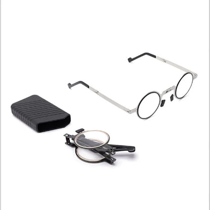 Metal Round Folding Reading Glasses Men Blue Light Computer Grade Glasses Narrow Eyeglasses Frame For Men gafas +3.5